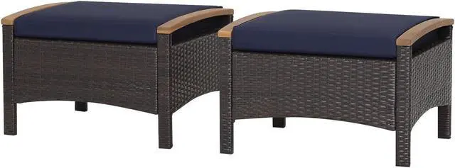 Main image of SlickBlue Set of 2 Fade-Resistant Wicker Patio Ottoman