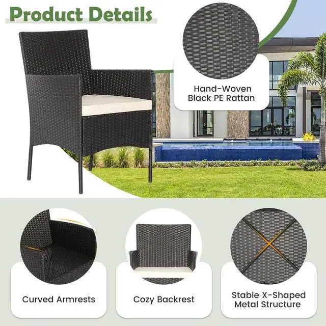 Alt view image 5 of 7 - SlickBlue 5 Pieces Outdoor Wicker Sofa Set with Coffee Table and 2 Ottomans