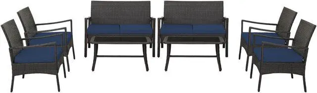 Main image of SlickBlue 4 Pieces Rattan Conversation Set with Tempered Glass Coffee Table