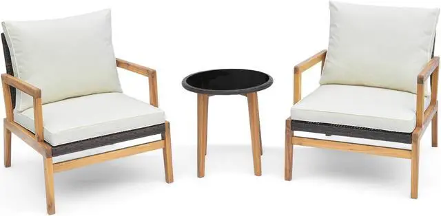 Main image of SlickBlue 3 Pieces Patio Furniture Set with Cushioned Chairs and Tempered Glass Side Table