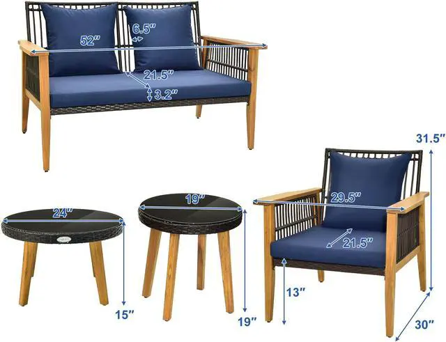 Alt view image 5 of 7 - SlickBlue 5 Piece Outdoor Conversation Set with 2 Coffee Tables for Backyard Poolside