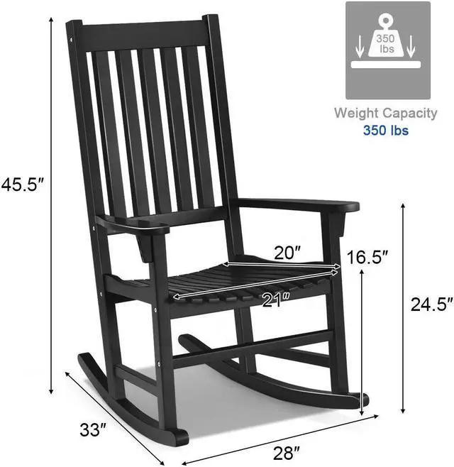 Alt view image 6 of 7 - SlickBlue Indoor Outdoor Wooden High Back Rocking Chair