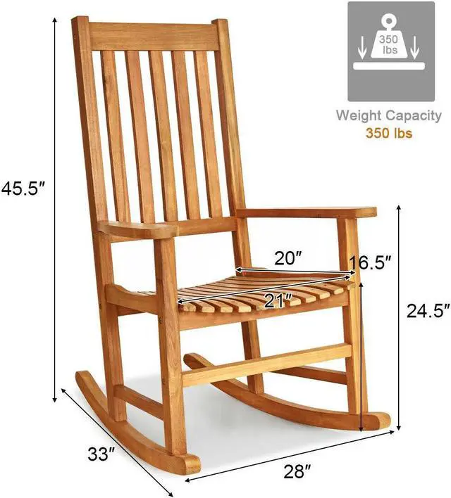 Alt view image 5 of 7 - SlickBlue Indoor Outdoor Wooden High Back Rocking Chair