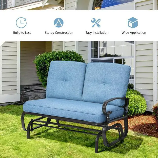 Alt view image 3 of 7 - SlickBlue 2 Seats Outdoor Swing Glider Chair with Comfortable Cushions