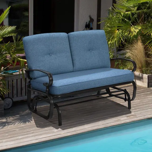 Alt view image 5 of 7 - SlickBlue 2 Seats Outdoor Swing Glider Chair with Comfortable Cushions