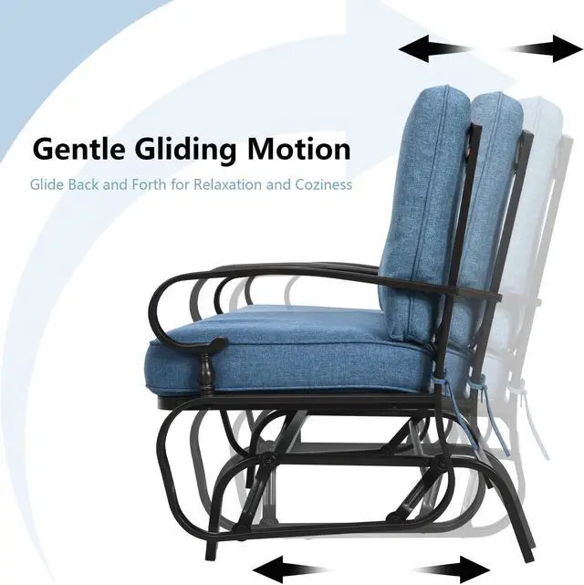 Alt view image 6 of 7 - SlickBlue 2 Seats Outdoor Swing Glider Chair with Comfortable Cushions