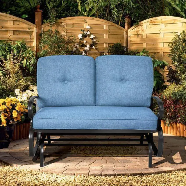 Alt view image 2 of 7 - SlickBlue 2 Seats Outdoor Swing Glider Chair with Comfortable Cushions
