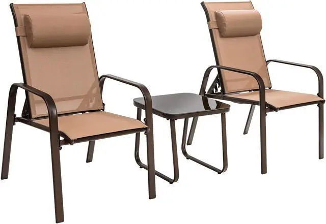 Main image of SlickBlue 3 Pieces Patio Bistro Furniture Set with Adjustable Backrest