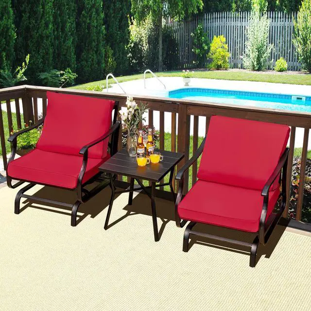Alt view image 5 of 7 - SlickBlue 3 Piece Patio Rocking Chair Set with Coffee Table