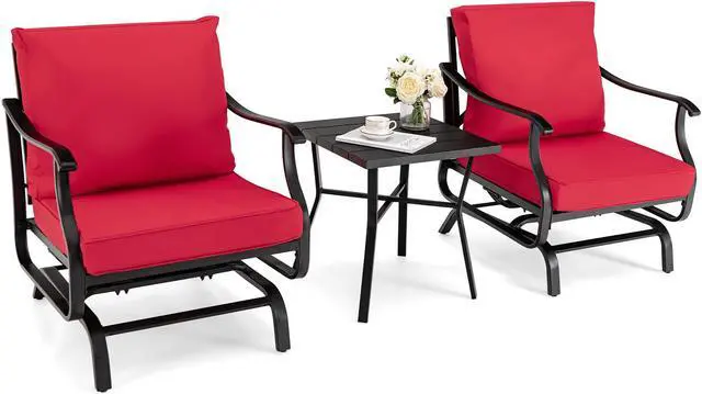 Alt view image 7 of 7 - SlickBlue 3 Piece Patio Rocking Chair Set with Coffee Table
