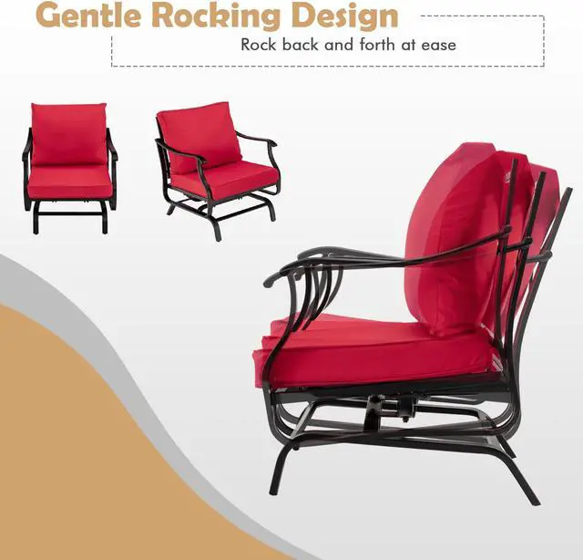 Alt view image 6 of 7 - SlickBlue 3 Piece Patio Rocking Chair Set with Coffee Table