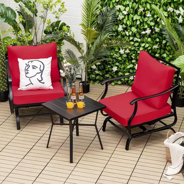 Alt view image 2 of 7 - SlickBlue 3 Piece Patio Rocking Chair Set with Coffee Table