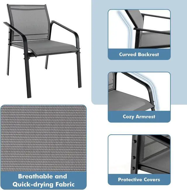 Alt view image 7 of 7 - SlickBlue 4 Pieces Patio Furniture Set with Armrest Loveseat Sofas and Glass Table Deck