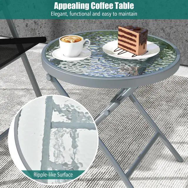 Alt view image 6 of 7 - SlickBlue 3 Pieces Patio Folding Chair Set Outdoor Metal Conversation Set
