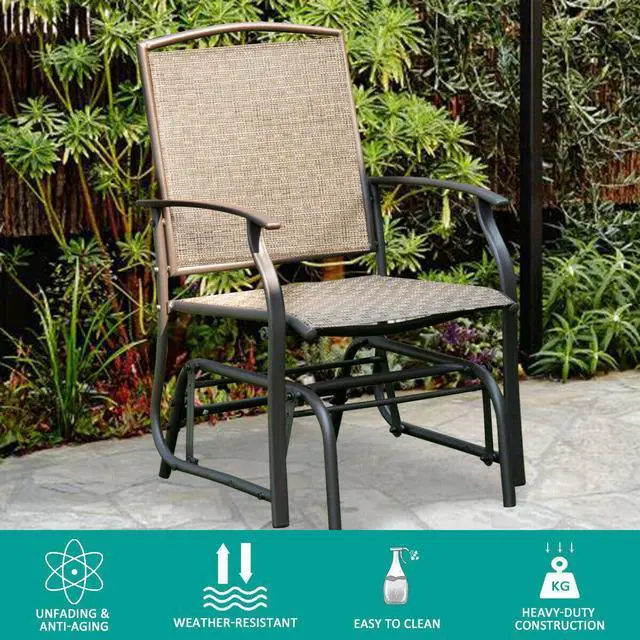 Main image of SlickBlue Steel Frame Garden Swing Single Glider Chair Rocking Seating