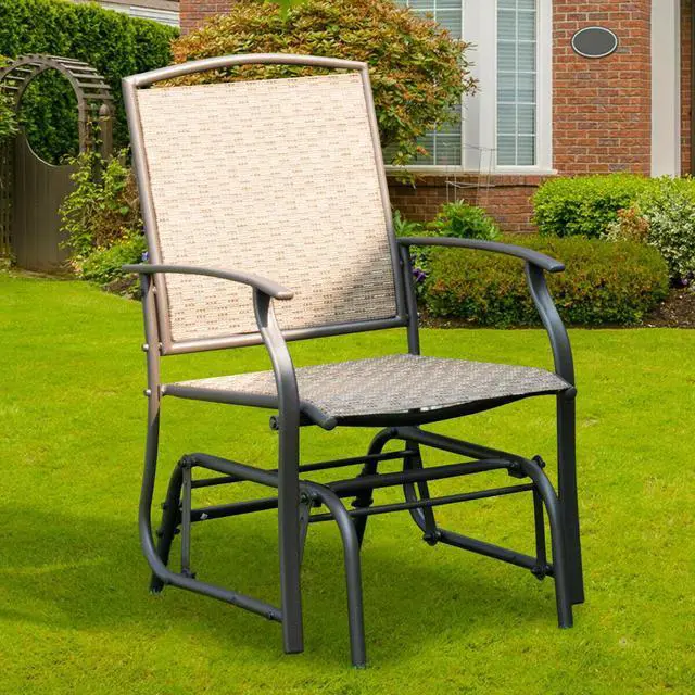 Alt view image 5 of 7 - SlickBlue Steel Frame Garden Swing Single Glider Chair Rocking Seating