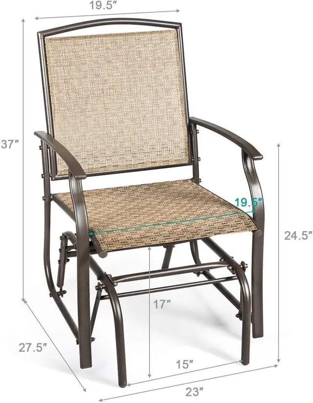 Alt view image 3 of 7 - SlickBlue 2 Pieces Patio Swing Single Glider Chair Rocking Seating