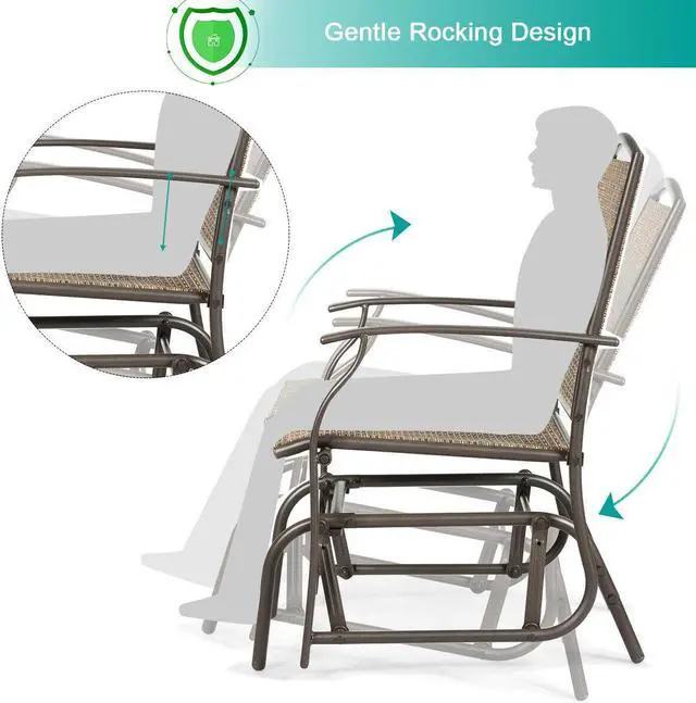 Alt view image 7 of 7 - SlickBlue 2 Pieces Patio Swing Single Glider Chair Rocking Seating
