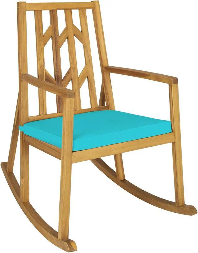 Main image of SlickBlue Patio Acacia Wood Rocking Chair Sofa with Armrest and Cushion for Garden and Deck