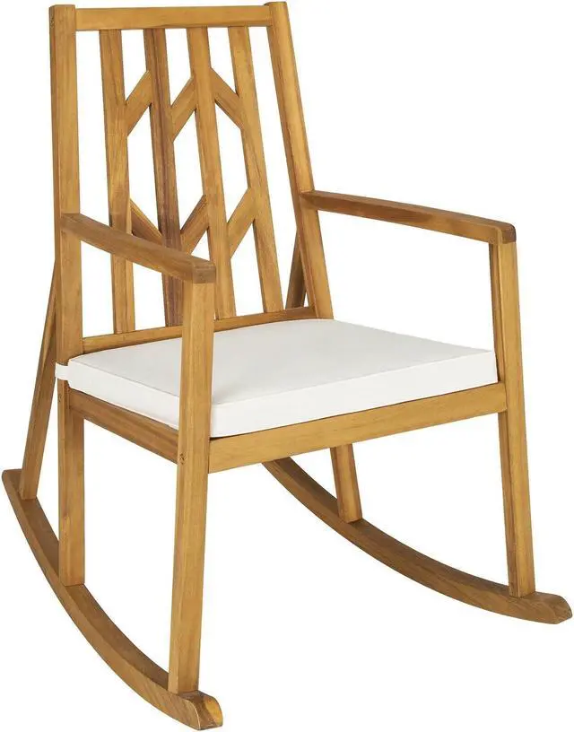 Main image of SlickBlue Patio Acacia Wood Rocking Chair Sofa with Armrest and Cushion for Garden and Deck