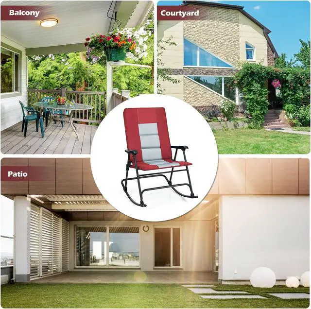 Alt view image 3 of 7 - SlickBlue Foldable Rocking Padded Portable Camping Chair with Backrest and Armrest