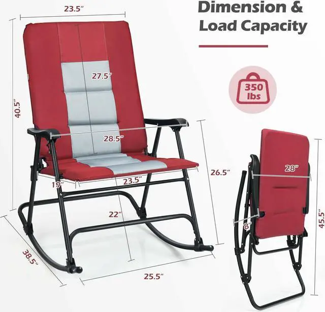 Alt view image 4 of 7 - SlickBlue Foldable Rocking Padded Portable Camping Chair with Backrest and Armrest