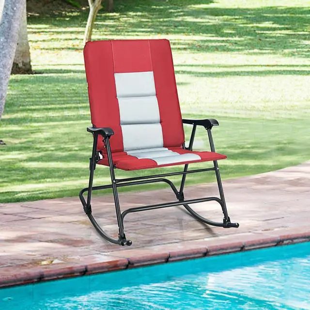 Alt view image 2 of 7 - SlickBlue Foldable Rocking Padded Portable Camping Chair with Backrest and Armrest