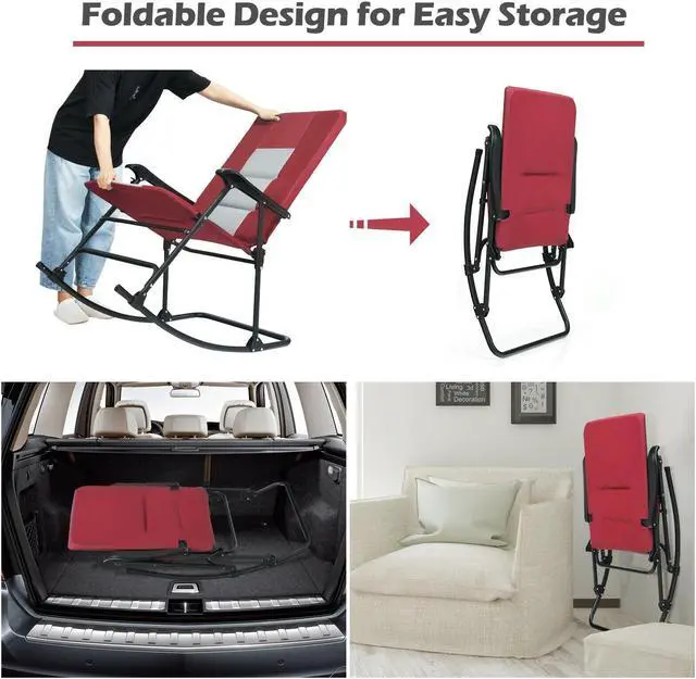 Alt view image 5 of 7 - SlickBlue Foldable Rocking Padded Portable Camping Chair with Backrest and Armrest