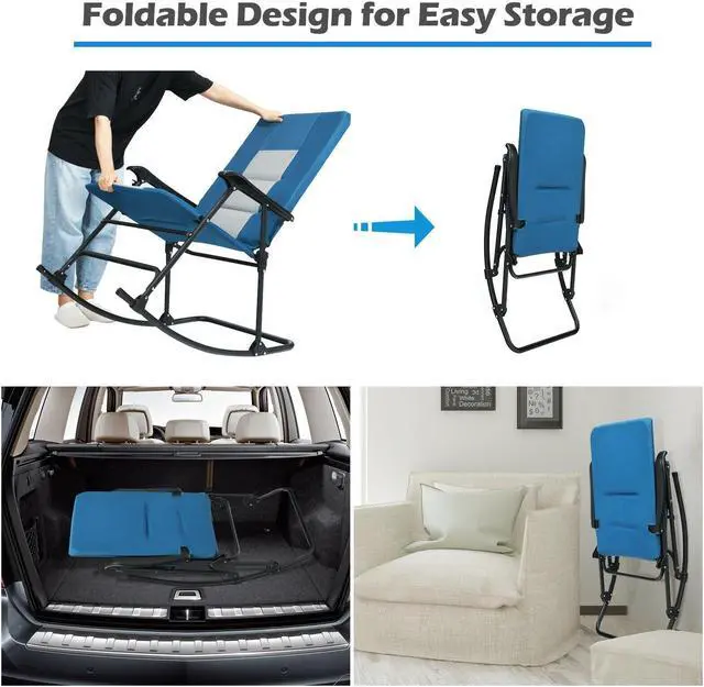 Alt view image 5 of 7 - SlickBlue Foldable Rocking Padded Portable Camping Chair with Backrest and Armrest