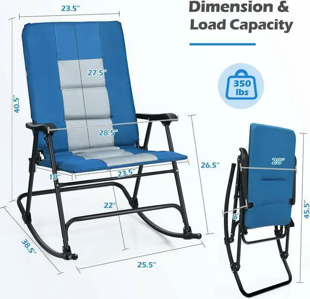 Alt view image 4 of 7 - SlickBlue Foldable Rocking Padded Portable Camping Chair with Backrest and Armrest