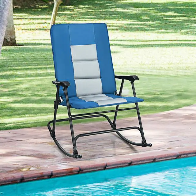 Alt view image 2 of 7 - SlickBlue Foldable Rocking Padded Portable Camping Chair with Backrest and Armrest