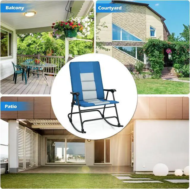 Alt view image 3 of 7 - SlickBlue Foldable Rocking Padded Portable Camping Chair with Backrest and Armrest