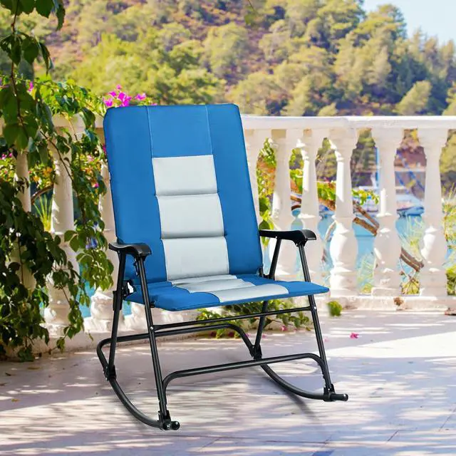 Alt view image 7 of 7 - SlickBlue Foldable Rocking Padded Portable Camping Chair with Backrest and Armrest