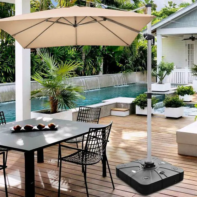 Alt view image 2 of 7 - SlickBlue 260 lbs Offset Patio Umbrella Base with Wheels Sand Water Filled