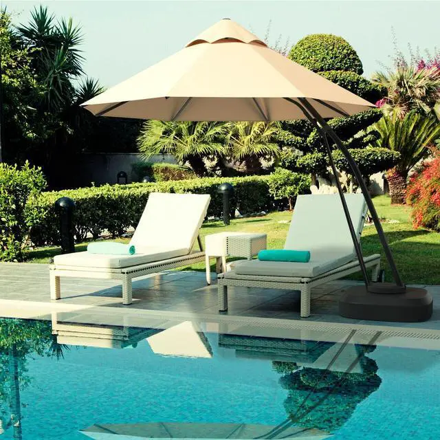 Alt view image 4 of 7 - SlickBlue 11 Feet Outdoor Cantilever Hanging Umbrella with Base and Wheels