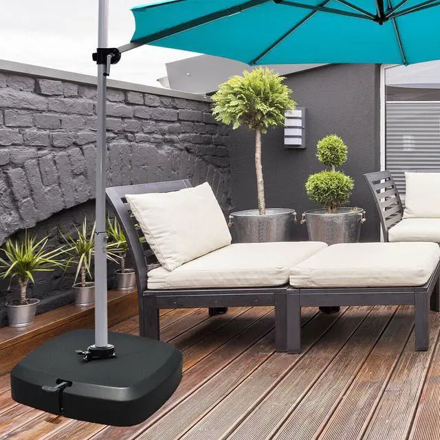 Alt view image 4 of 7 - SlickBlue Patio Cantilever Offset Umbrella Base with Wheels for Garden Poolside Deck