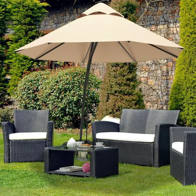 Alt view image 6 of 7 - SlickBlue 11 Feet Outdoor Cantilever Hanging Umbrella with Base and Wheels