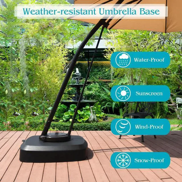 Alt view image 3 of 7 - SlickBlue Patio Cantilever Offset Umbrella Base with Wheels for Garden Poolside Deck