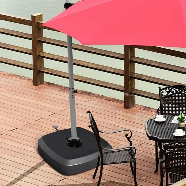 Alt view image 7 of 7 - SlickBlue Patio Cantilever Offset Umbrella Base with Wheels for Garden Poolside Deck