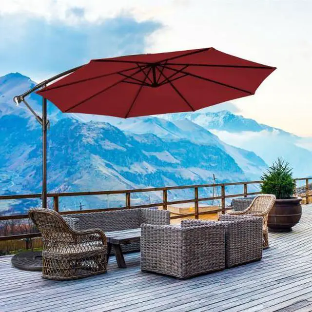 Alt view image 2 of 3 - SlickBlue 10 Feet Patio Offset Hanging Umbrella with Easy Tilt Adjustment