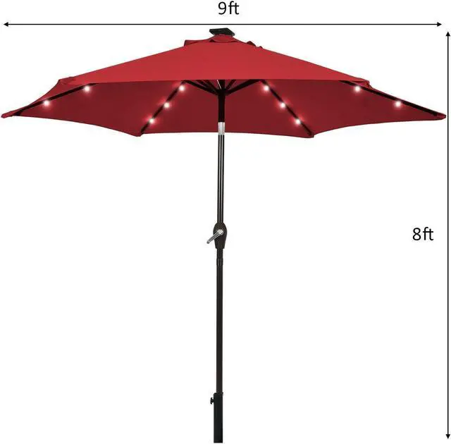 Alt view image 5 of 7 - SlickBlue 9 Feet Solar LED Lighted Patio Market Umbrella Tilt Adjustment Crank Lift