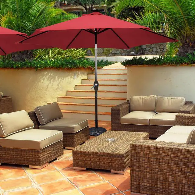 Alt view image 3 of 7 - SlickBlue 9 Feet Solar LED Lighted Patio Market Umbrella Tilt Adjustment Crank Lift