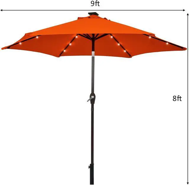 Alt view image 5 of 7 - SlickBlue 9 Feet Solar LED Lighted Patio Market Umbrella Tilt Adjustment Crank Lift