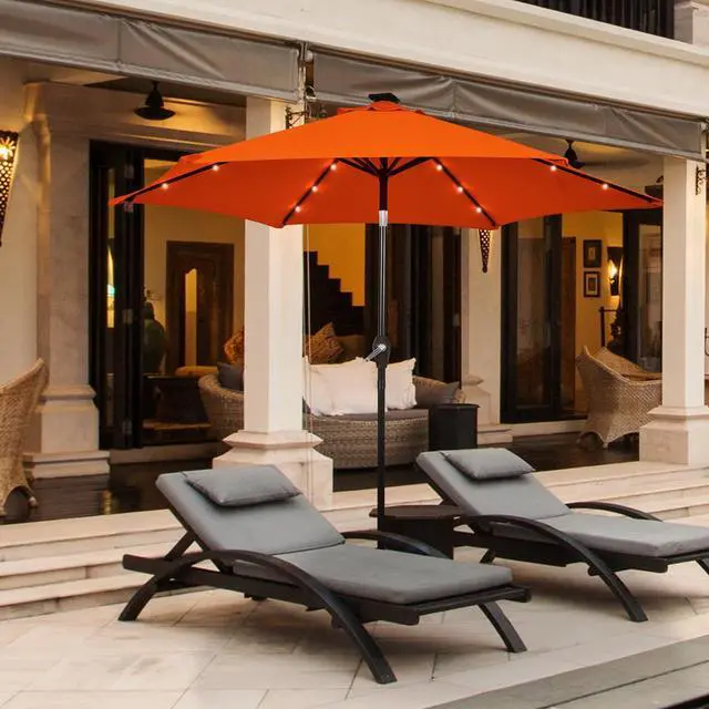 Alt view image 4 of 7 - SlickBlue 9 Feet Solar LED Lighted Patio Market Umbrella Tilt Adjustment Crank Lift