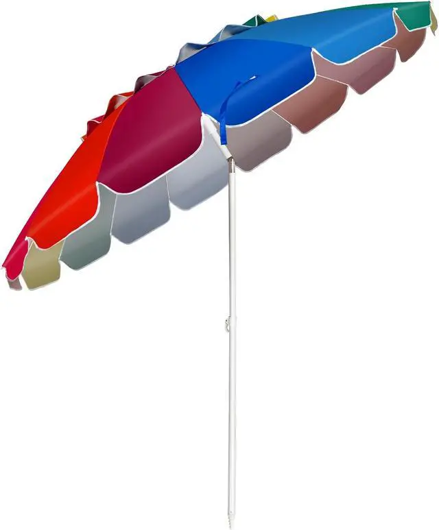 Alt view image 4 of 7 - SlickBlue 8FT Portable Beach Umbrella with Sand Anchor and Tilt Mechanism for Garden and Patio-Multicolor