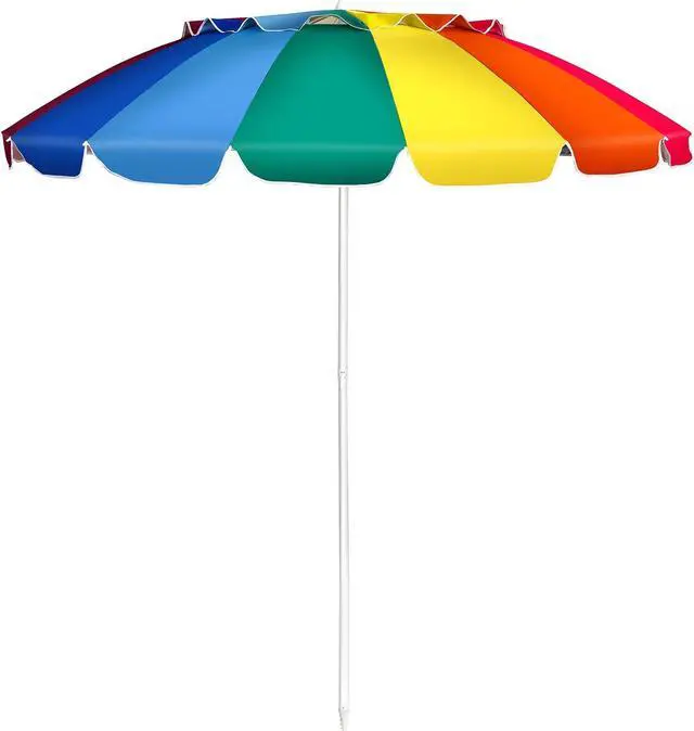 Alt view image 3 of 7 - SlickBlue 8FT Portable Beach Umbrella with Sand Anchor and Tilt Mechanism for Garden and Patio-Multicolor