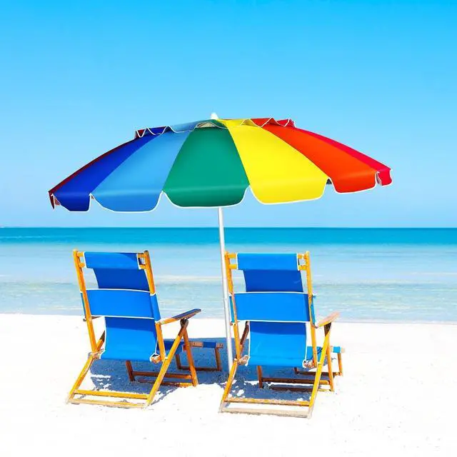 Main image of SlickBlue 8FT Portable Beach Umbrella with Sand Anchor and Tilt Mechanism for Garden and Patio-Multicolor