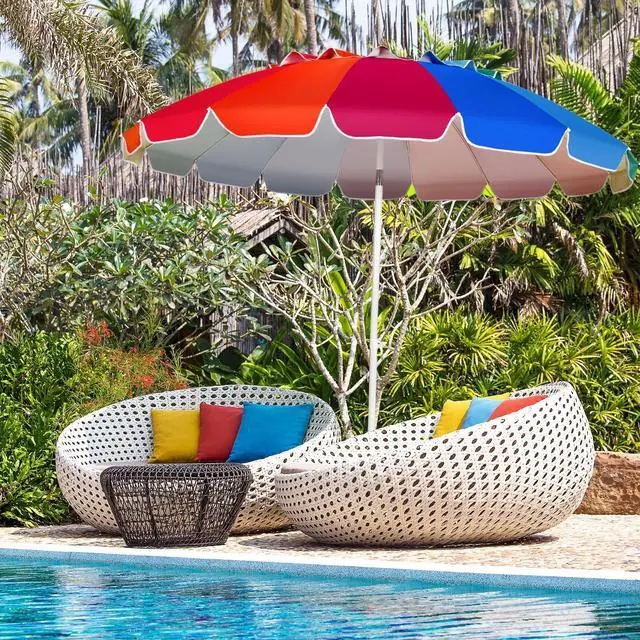 Alt view image 6 of 7 - SlickBlue 8FT Portable Beach Umbrella with Sand Anchor and Tilt Mechanism for Garden and Patio-Multicolor