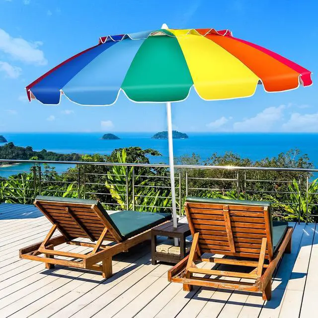 Alt view image 2 of 7 - SlickBlue 8FT Portable Beach Umbrella with Sand Anchor and Tilt Mechanism for Garden and Patio-Multicolor