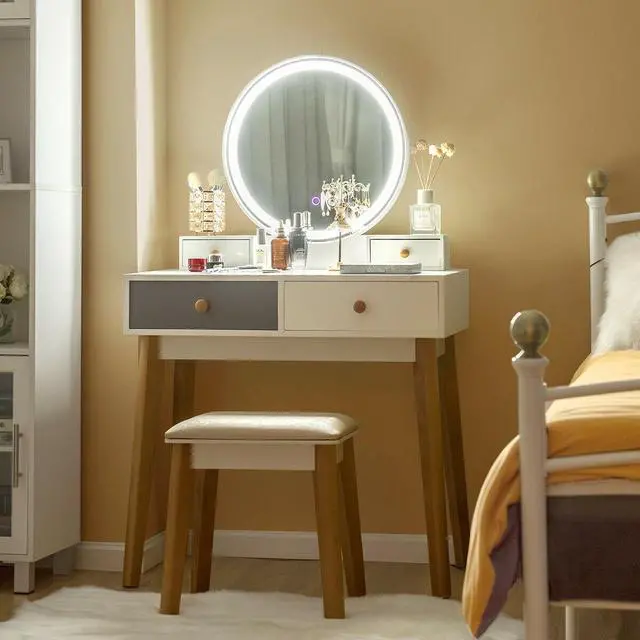 Alt view image 4 of 7 - SlickBlue Makeup Dressing Table with 4 Drawers and Lighted Mirror